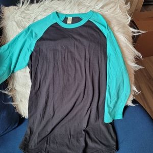 Raglan Shirt Black and Teal